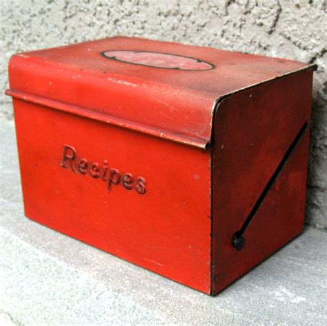 ideas for vintage metal boxes|vintage metal recipe box.